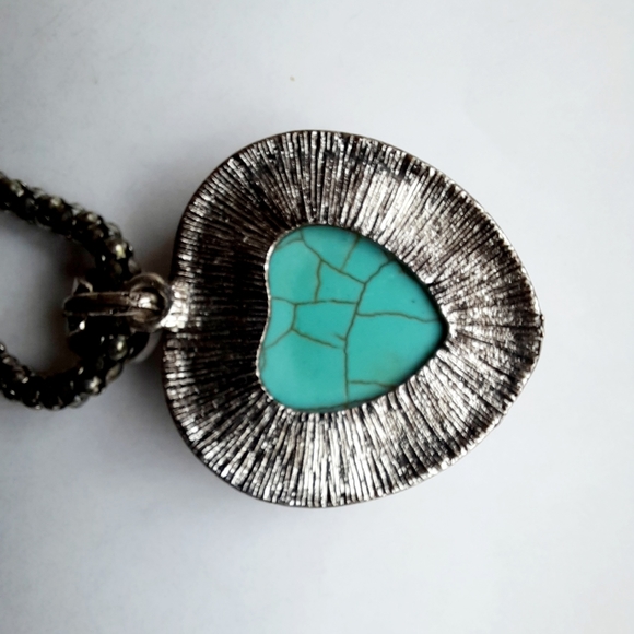 🎈3 for $10🎈Heart Shape Blue Stone Necklace - Picture 4 of 6